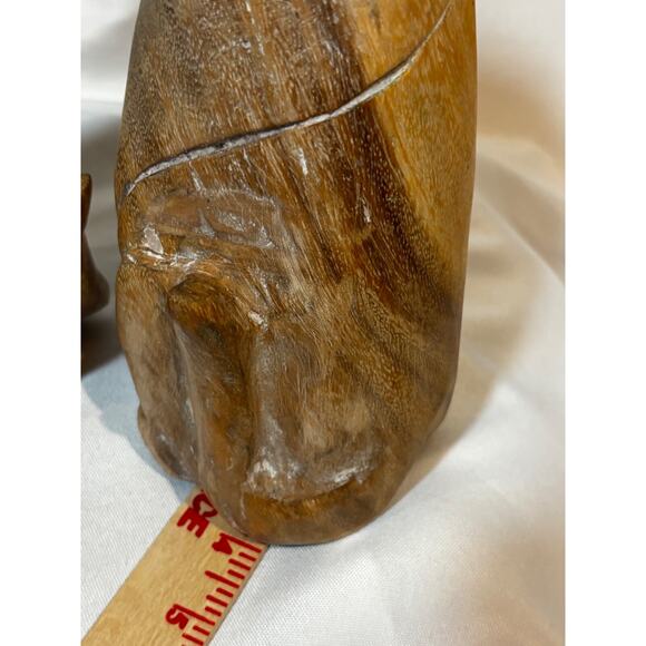 Two Natural Wood Carved Cats Kittens Siamese Figures statue Mid Century eclectic - Picture 8 of 12